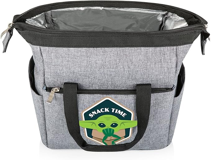 PICNIC TIME Star Wars Mandalorian Grogu On The Go Lunch Bag, Soft Cooler Lunch Box, Insulated Lunch Bag, (Heathered Gray)