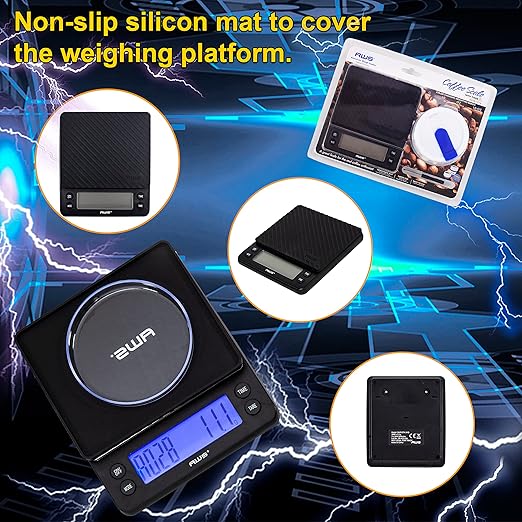 American Weigh Scales Barista SeriesMultifunctional Digital Kitchen Coffee Scale Bright Back-lit LCD3000 G x 0.1 G