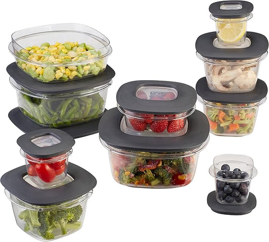 Rubbermaid Premier Easy Find Lids Meal Prep and Food Storage Containers, Set of 10 (20 Pieces Total), Grey |BPA-Free & Stain Resistant