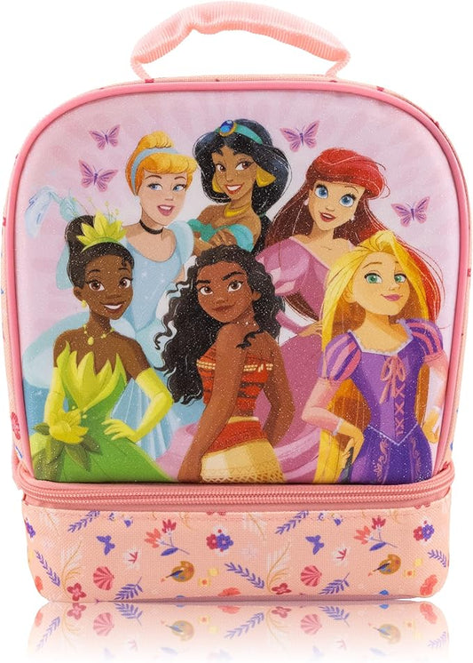 Fast Forward Disney Princess Lunch Box for Kids With Glitter | Insulated Lunch Bag Lunch Box for Girls, Boys, Unisex | Disney Princess Pink Reusable Lunchbox
