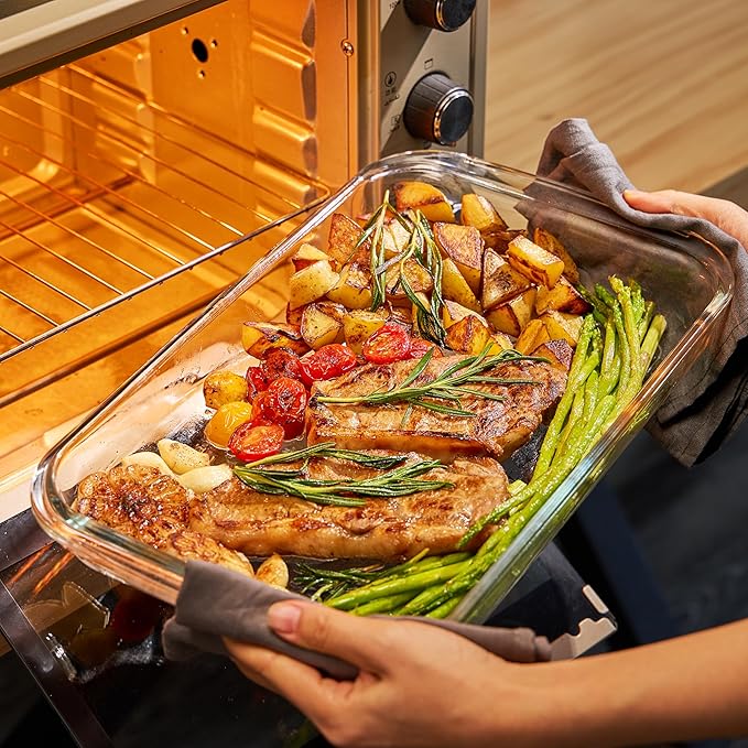 Sorbus 8-Piece Glass Baking Dish Set with Lids – BPA-Free, Airtight, and Safe for Dishwasher, Oven, and Freezer – Includes 4 Sizes for Meal Prep, Portion Control, Lasagna, and Healthy Eating