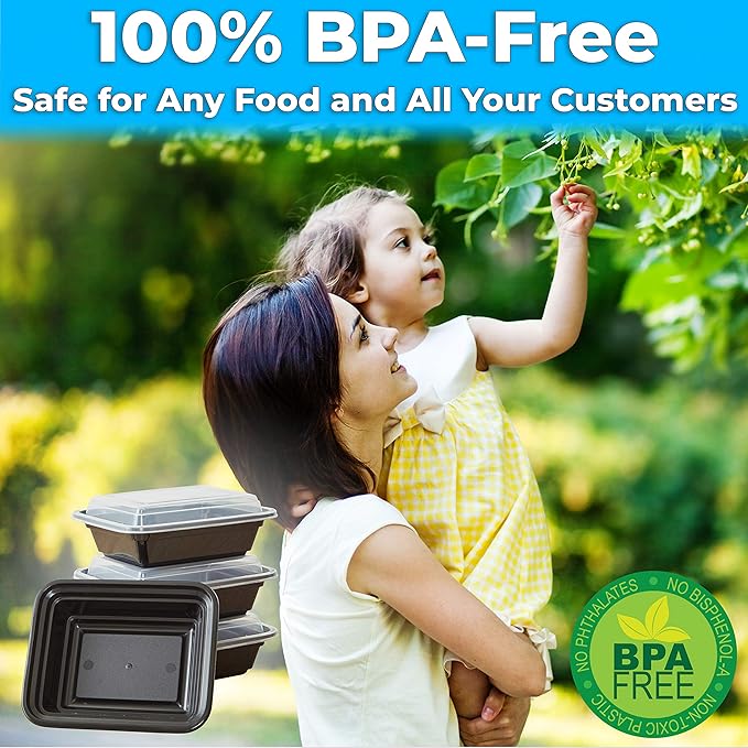 Durable Food Storage Container, Commercial Grade, BPA Free Plastic Containers with Lids, 25ct, Recyclable, Leakproof, Microwavable Portion Container for To-Go Orders, Food Prep and Storage, 12 ounce