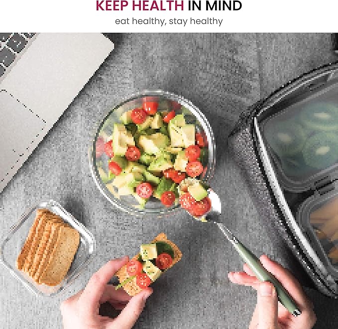 FineDine 24 Piece Glass Storage Containers with Lids - Airtight, Leak Proof, Dishwasher Safe, Glass Food Storage, Food Storage Containers, Meal Prep Containers, Green