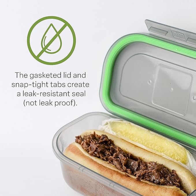 Assorted Size To-Go Food Containers, Pack Of 3, Reusable, Microwave Safe, Smoke/Green, NSF Certified, Smoke/Green