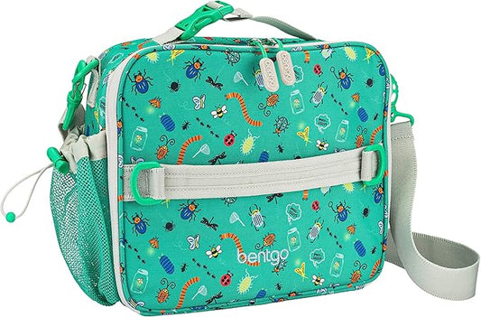 Bentgo Prints Insulated Lunch Bag Set With Kids Bento-Style Lunch Box (Bug Buddies)