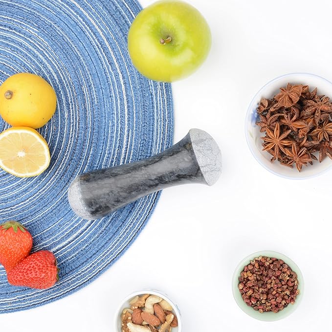 Tianman Marble Replacement Pestle 5.9" Length Polished, Use Pestle on Both Ends (Only Pestle Mortar Not Included) (Black Marble Polished)