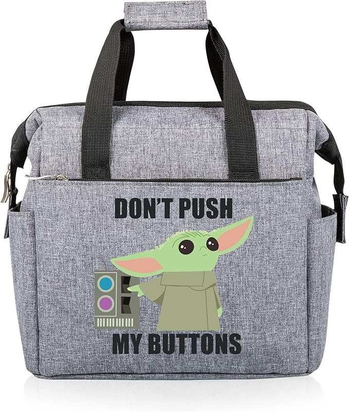 PICNIC TIME Star Wars Mandalorian Grogu On The Go Lunch Bag, Soft Cooler Lunch Box, Insulated Lunch Bag, (Heathered Gray)