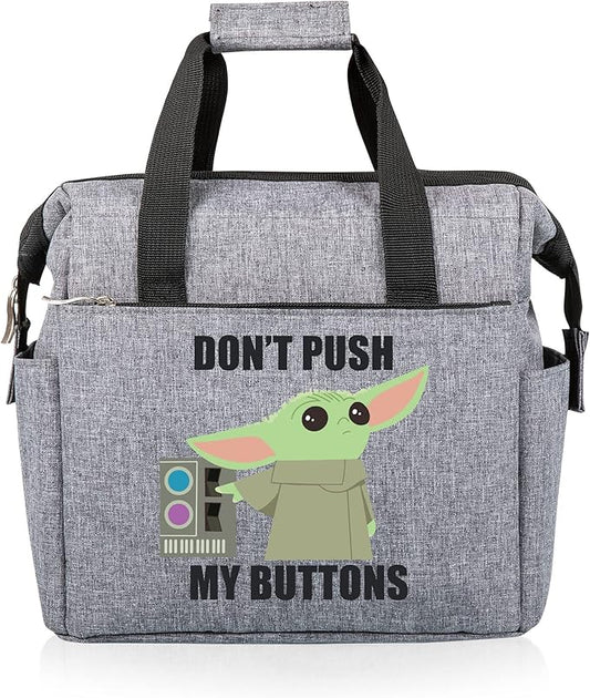 PICNIC TIME Star Wars Mandalorian Grogu On The Go Lunch Bag, Soft Cooler Lunch Box, Insulated Lunch Bag, (Heathered Gray)