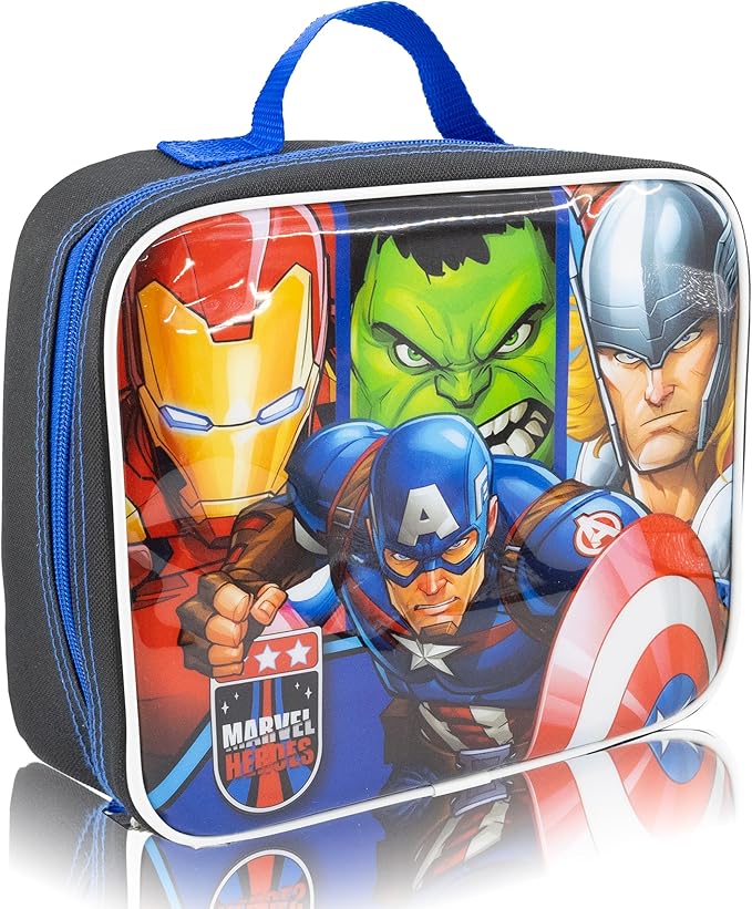 Fast Forward Marvel Avengers Lunch Box for Kids | Insulated Lunch Bag Lunch Box for Boys, Girls, Unisex, Toddlers| Avengers Black Reusable Lunchbox