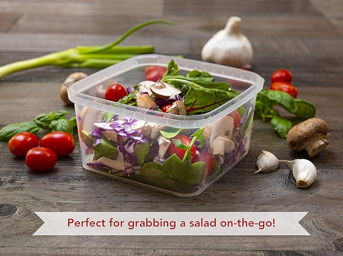 NYHI 32 oz 20 Pack Square Clear Deli Containers with Lids Disposable BPA Free Square Plastic Food Storage Containers with Lids Airtight for Meal Prep Take Out Kitchen