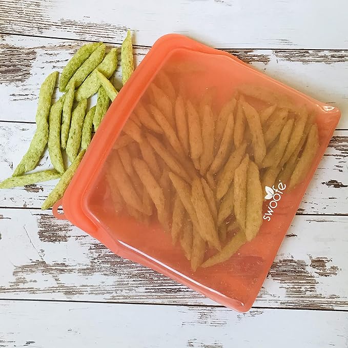 Reusable Silicone Food Bag | Sandwich Size 30 Oz (Coral) | Eco-Friendly | Plastic Free Storage Lunch Bag | Great for Cooking, Sous Vide, or Freezer use | Leakproof, Dishwasher-Safe.