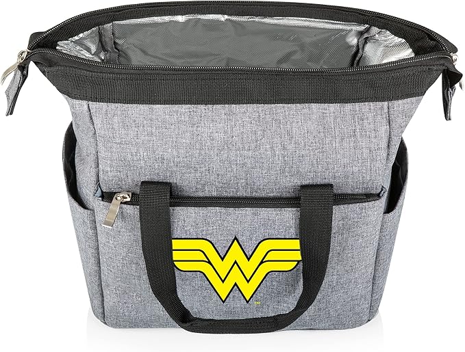 PICNIC TIME DC Comics Wonder Woman On The Go Lunch Bag, Soft Cooler Lunch Box, Insulated Lunch Bag, (Heathered Gray)
