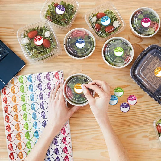 Lesnala 2520 Pcs Food Labels Stickers 7 Day of The Week Food Labels Writable and Peel Tab for Home Kitchen Restaurant Monthly Planners Meal Prep Accessory 1inch