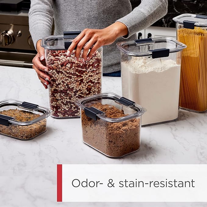 Rubbermaid Brilliance Airtight Cereal Food Storage Container, Shatterproof, BPA-Free and Dishwasher-Safe, 32oz Capacity (Pack of 2)