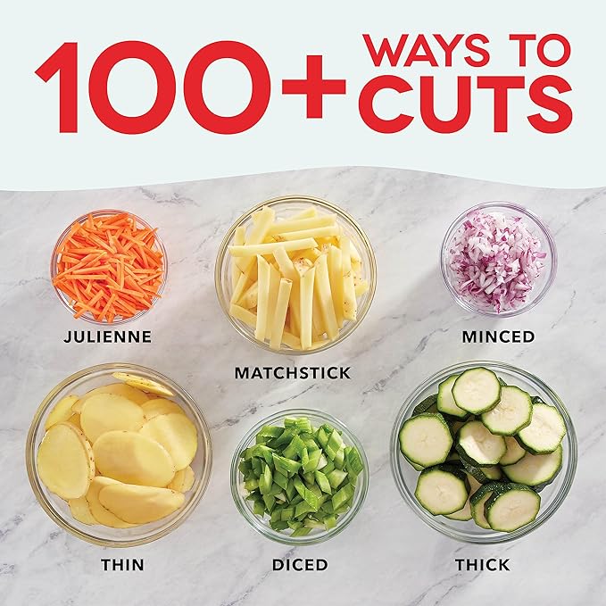 DASH Safe Slice® Mandoline Slicer, Julienne + Dicer for Vegetables, Meal Prep & More with 30+ Presets & Thickness Adjuster - Grey