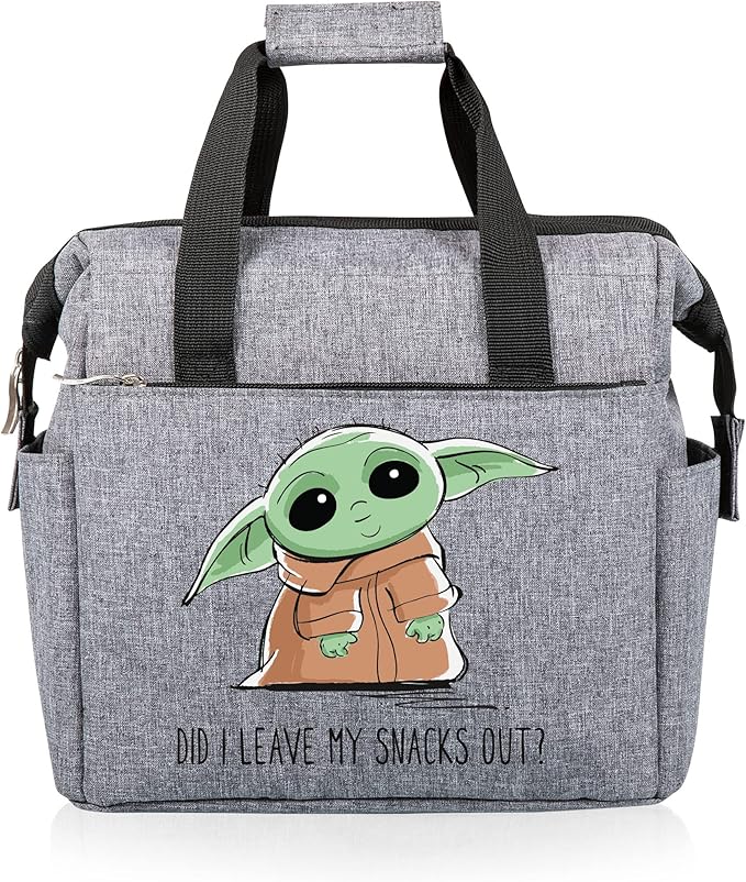 PICNIC TIME Star Wars Mandalorian Grogu On The Go Lunch Bag, Soft Cooler Lunch Box, Insulated Lunch Bag, (Heathered Gray) 10 x 6 x 10.5