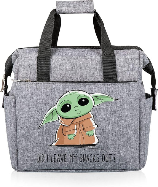 PICNIC TIME Star Wars Mandalorian Grogu On The Go Lunch Bag, Soft Cooler Lunch Box, Insulated Lunch Bag, (Heathered Gray) 10 x 6 x 10.5