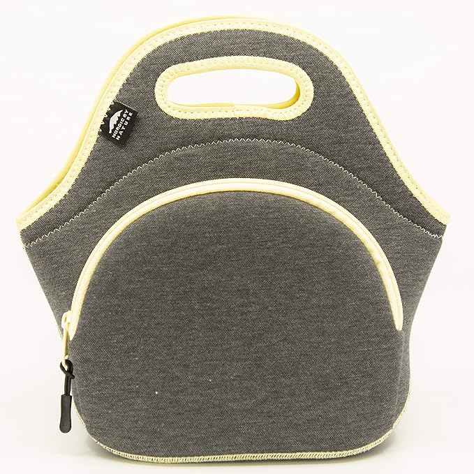 Nordic By Nature Lunch Bags For Women & Lunch Boxes For Kids Premium Insulated Lunch Box Extra Thick Neoprene, Soft Cotton Feel, Premium Stitching, Outside Pocket, Washable (M) Yellow