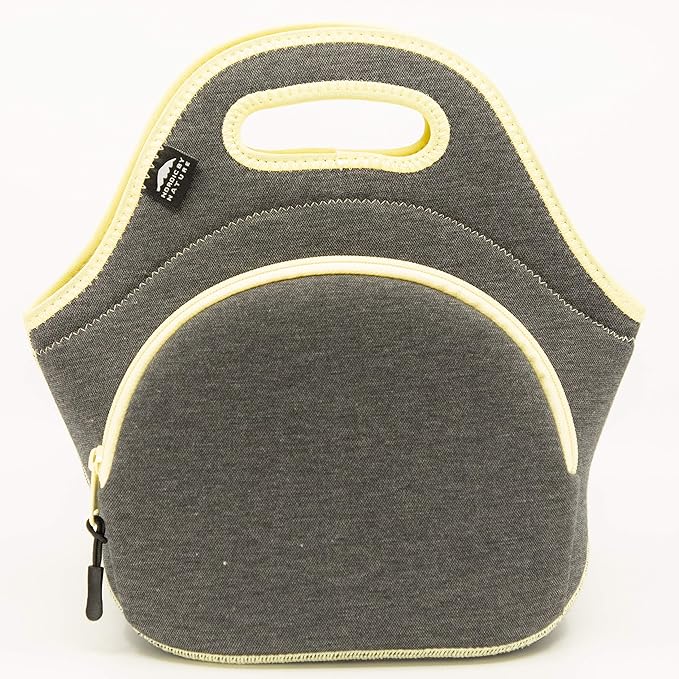 Nordic By Nature Lunch Bags For Women & Lunch Boxes For Kids Premium Insulated Lunch Box Extra Thick Neoprene, Soft Cotton Feel, Premium Stitching, Outside Pocket, Washable (M) Yellow