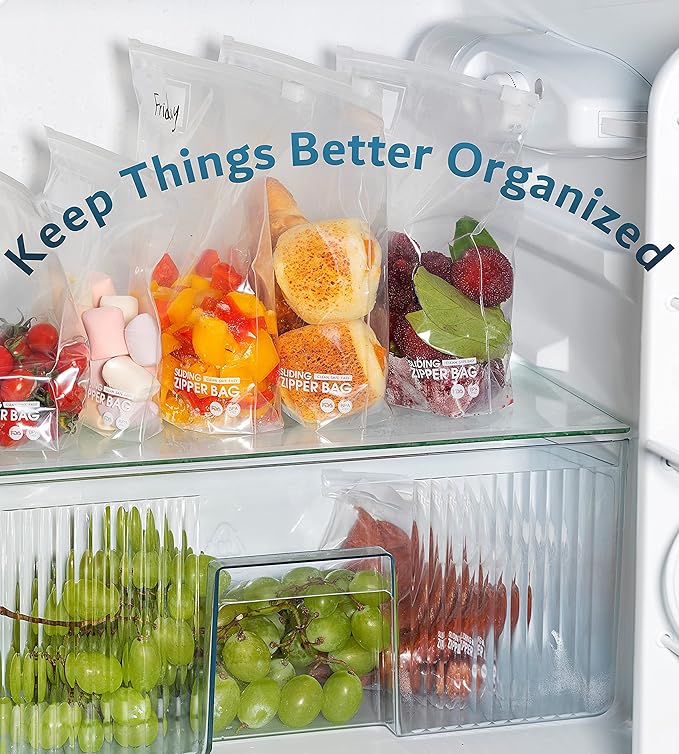 Quart Slider Storage Bags- 150 Count, Featuring Expandable Bottom, Zero BPA, Microwave-Safe(6 boxes of 25)