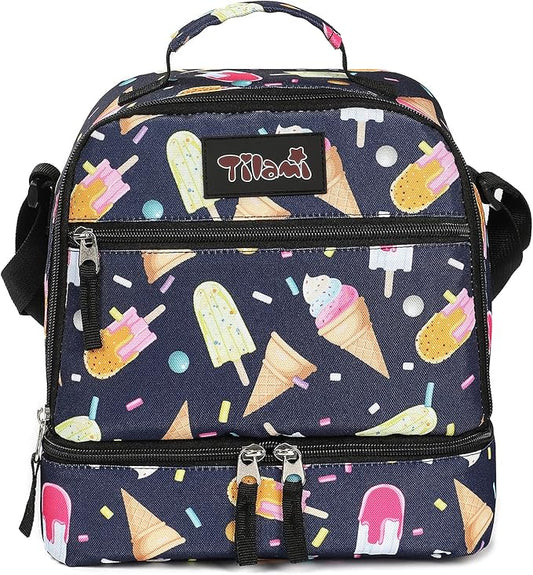Tilami Lunch Bags Insulated Adjustable Strap Zipper, Water-Resistant Cooler Bags, Bento Bags for Kids Toddlers, Summer