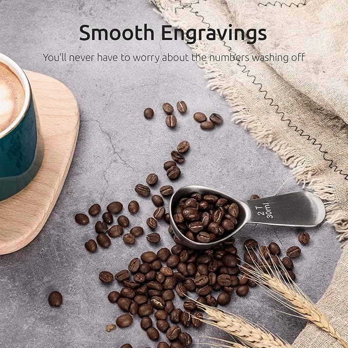 Coffee Scoop: U-Taste Durable 18/8 Stainless Steel Measuring Coffee Scoop 1 tablespoon & 2 tablespoon