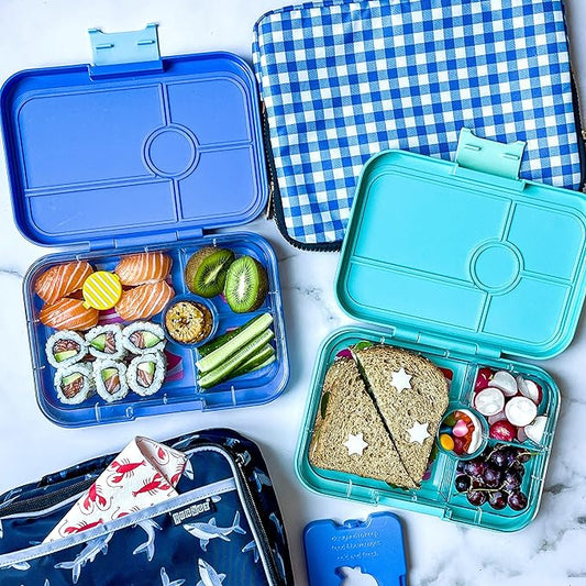 Yumbox Tapas Leakproof Bento Box: 4-Compartment Bento Lunch Box (True Blue with Shark Tray)