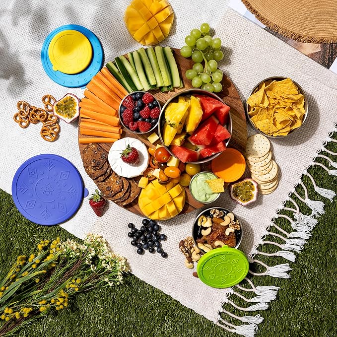 Everusely - Stainless Steel Containers with Lids - Set of 5, Summer Collection - Leakproof Stainless Steel Food Containers - Nesting Snack Holders - Metal Lunch Box - Portable & Reusable Meal Kit