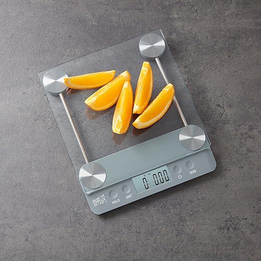Eat Smart Eat Smart 33lb Glass Platform Food Kitchen Scale with Tare, Grey