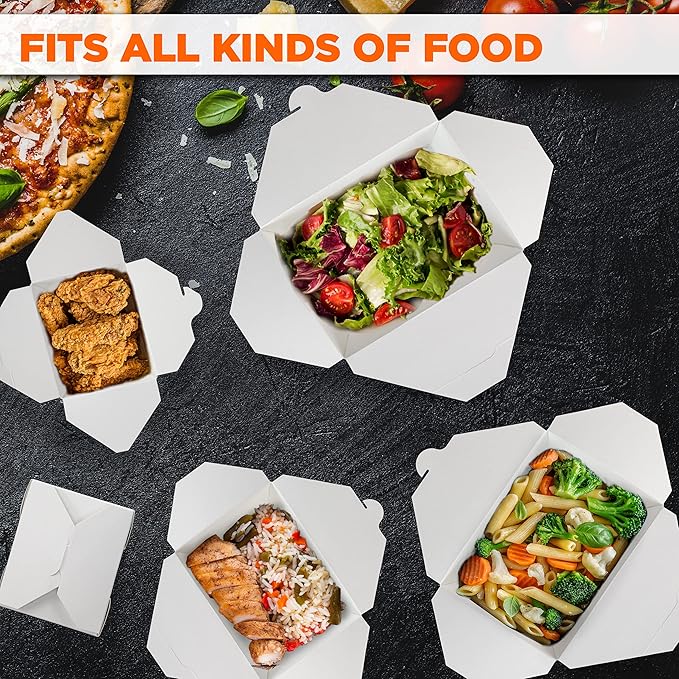 Fit Meal Prep 450 Pack 30 oz Paper Take Out Containers 5 x 4.2 x 2.5 - White Lunch Meal Food Boxes #1, Disposable Storage To Go Packaging, Microwave Safe, Leak Grease Resistant for Restaurant